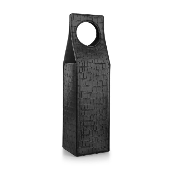 Croco Bottle Cover Black (Vegan Leather)1