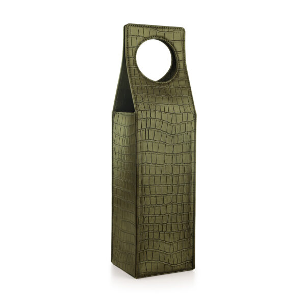 Croco Bottle Cover Olive (Vegan Leather)1