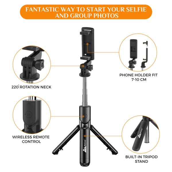 Bluetooth Extendable Selfie Sticks with Wireless Remote3