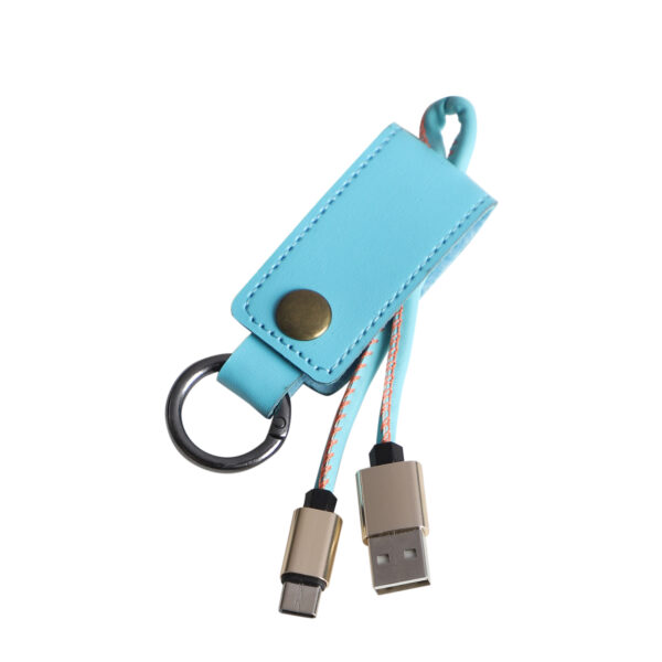 Braided C-Type USB Cable with Leatherite Strap Support Fast charging - Blue2