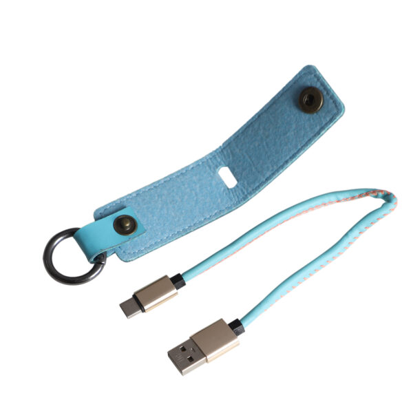 Braided C-Type USB Cable with Leatherite Strap Support Fast charging - Blue3